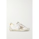 Superstar distressed glittered leather sneakers gold