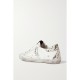 Superstar distressed glittered and python-effect leather sneakers