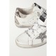 Superstar distressed glittered and python-effect leather sneakers