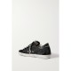 Superstar distressed suede, leather and glittered lace sneakers