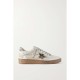 Ball Star distressed metallic leather and canvas sneakers