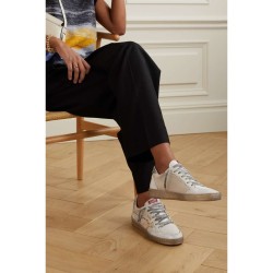 Ball Star distressed metallic leather and canvas sneakers