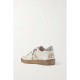 Ball Star distressed metallic leather and canvas sneakers