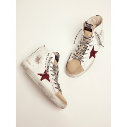 Francy sneakers with red glittery star and handwritten lettering