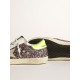 Super-Star sneakers in gray and pink glitter with ice-gray suede star and fluorescent yellow leather heel tab