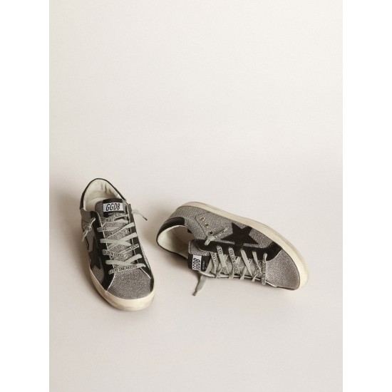 Black Super-Star sneakers with iridescent fabric