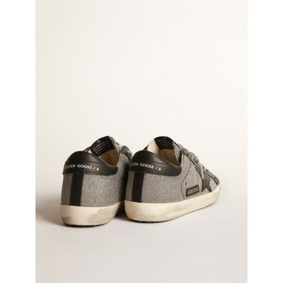 Black Super-Star sneakers with iridescent fabric