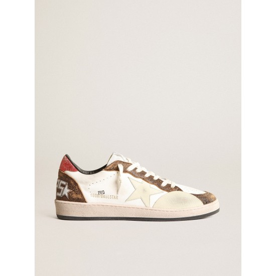 Ball Star Pro sneakers in white nappa leather with knurled ivory rubber inserts