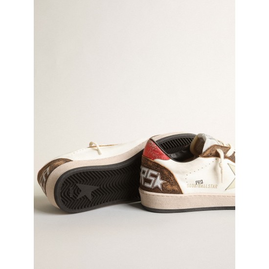 Ball Star Pro sneakers in white nappa leather with knurled ivory rubber inserts
