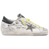 Super Star graffiti fashion sneakers for women's white distressed version