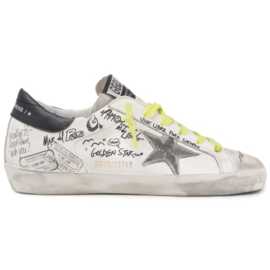 Super Star graffiti fashion sneakers for women's white distressed version