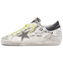 Super Star graffiti fashion sneakers for women's white distressed version