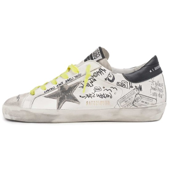 Super Star graffiti fashion sneakers for women's white distressed version