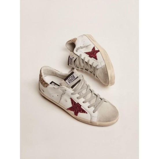 Golden Goose Super-Star Sneakers with Glitter Star and Heel Tab