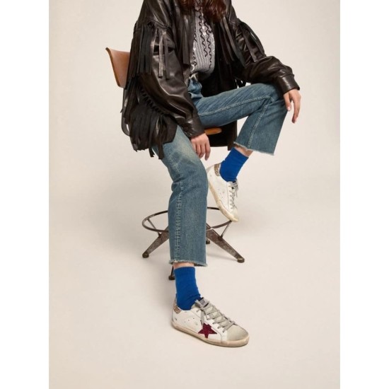 Golden Goose Super-Star Sneakers with Glitter Star and Heel Tab