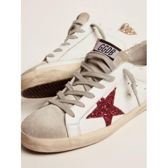 Golden Goose Super-Star Sneakers with Glitter Star and Heel Tab