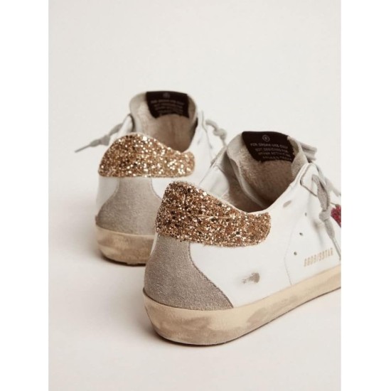 Golden Goose Super-Star Sneakers with Glitter Star and Heel Tab