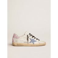 Super-Star sneakers with blue leather star and glitter heel tab