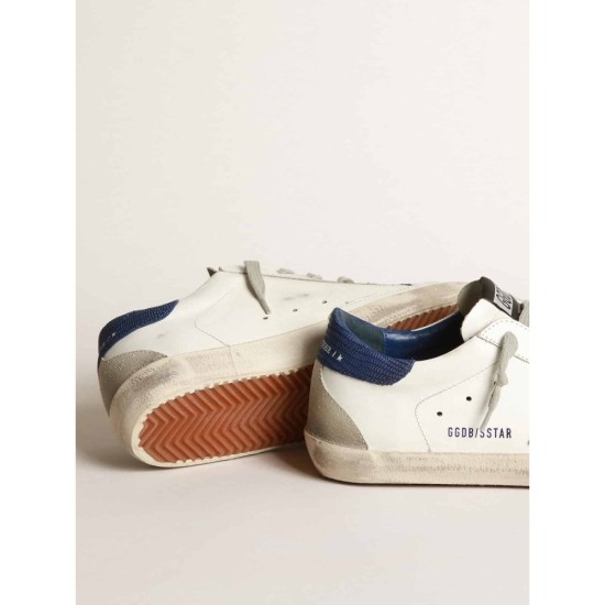 Super-Star sneakers with off-white suede star and blue lizard-print nubuck heel tab