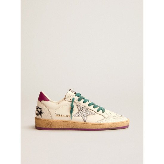 Ball Star LTD sneakers in leather with purple heel tab and silver star