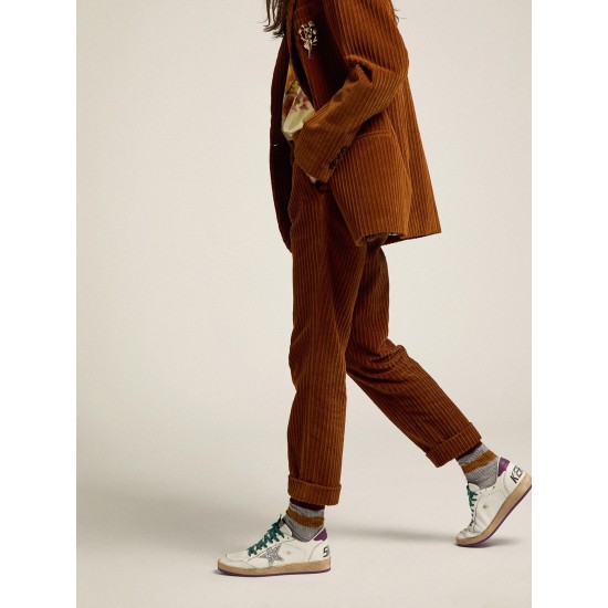 Ball Star LTD sneakers in leather with purple heel tab and silver star