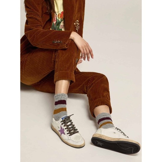 Ball Star LTD sneakers in white leather with colored glitter heel tab and star