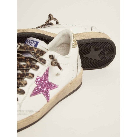 Ball Star LTD sneakers in white leather with colored glitter heel tab and star