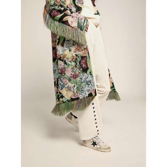 Ball Star sneakers in white leather and ice-gray suede with black leather detail