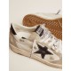 Ball Star sneakers in white leather and ice-gray suede with black leather detail