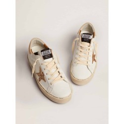 Hi Star sneakers with gold glitter star and beige leather heel tab