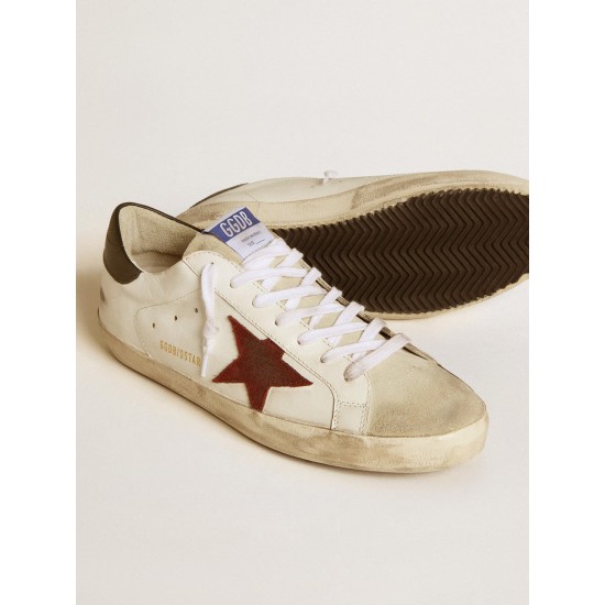 Men's Super-Star with earth-brown suede star and dark green leather heel tab