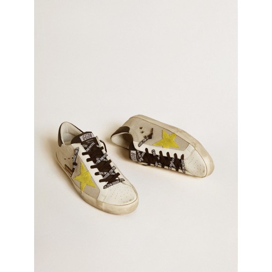 Super-Star in mesh with yellow suede star and black leather heel tab