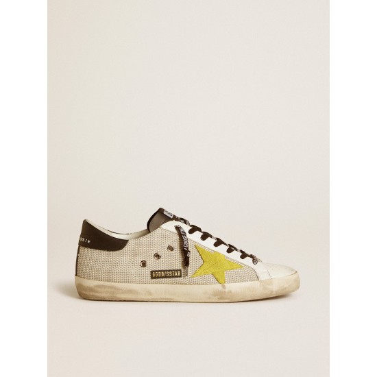 Super-Star in mesh with yellow suede star and black leather heel tab