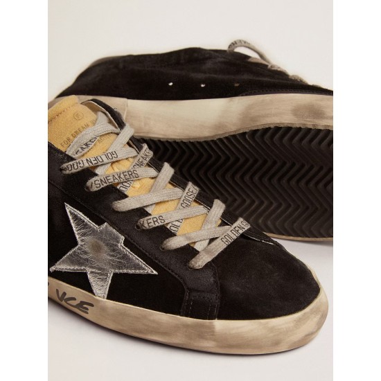 Men's Super-Star in black suede with silver laminated leather star