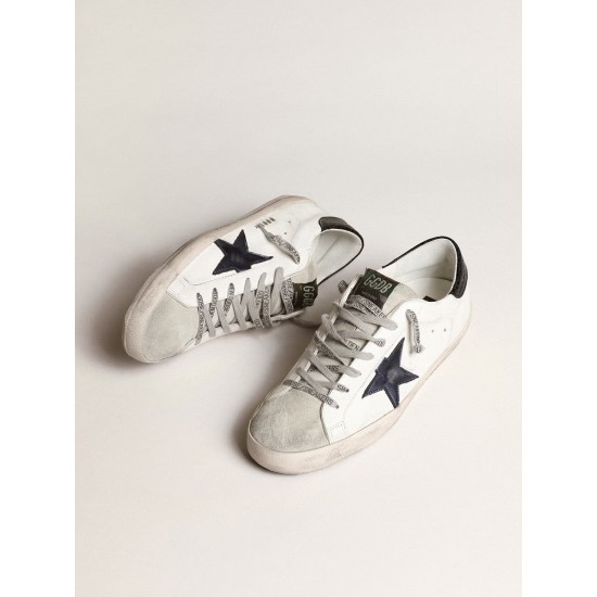 Super-Star with blue metallic leather star and black heel tab