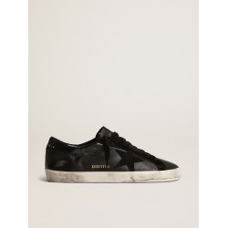 Men's Super-Star in black nappa with black suede star and heel tab