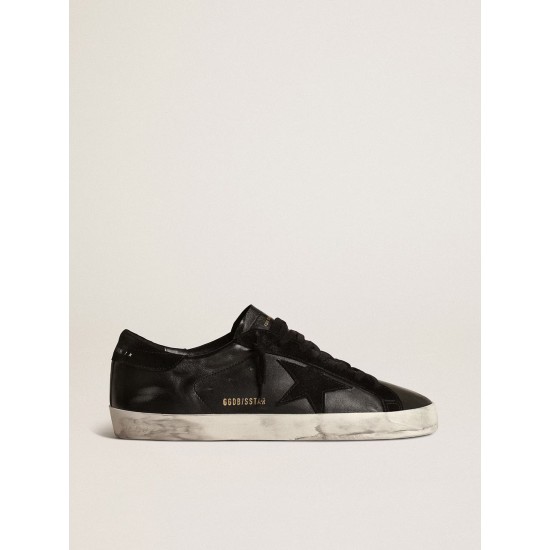 Men's Super-Star in black nappa with black suede star and heel tab