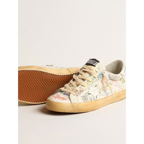 Super-Star in white nappa with all-over multicolor graffiti