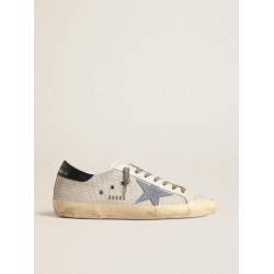 Super-Star in pale silver mesh with light blue suede star