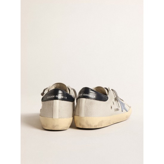 Super-Star in pale silver mesh with light blue suede star