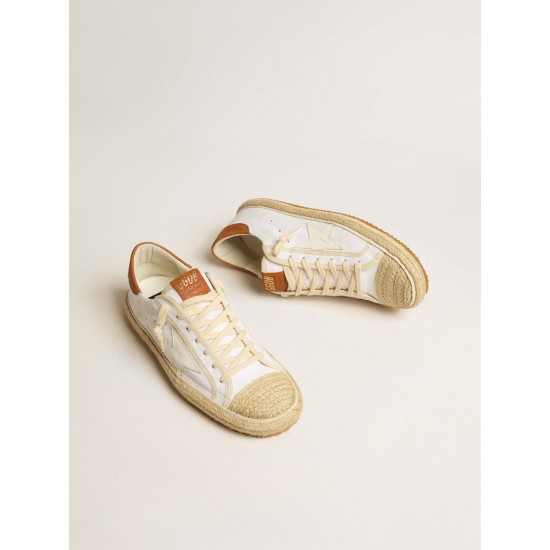 Men’s Super-Star LTD in canvas with white leather star and raffia toe