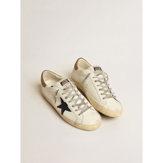 Super-Star with blue canvas star and tobacco leather heel tab