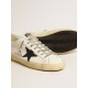Super-Star with blue canvas star and tobacco leather heel tab