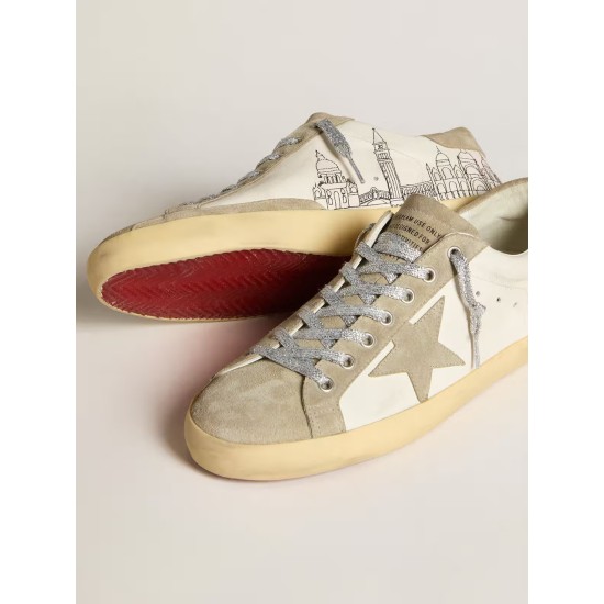 Men’s Super-Star in nappa with ice-gray suede star and black embroidery