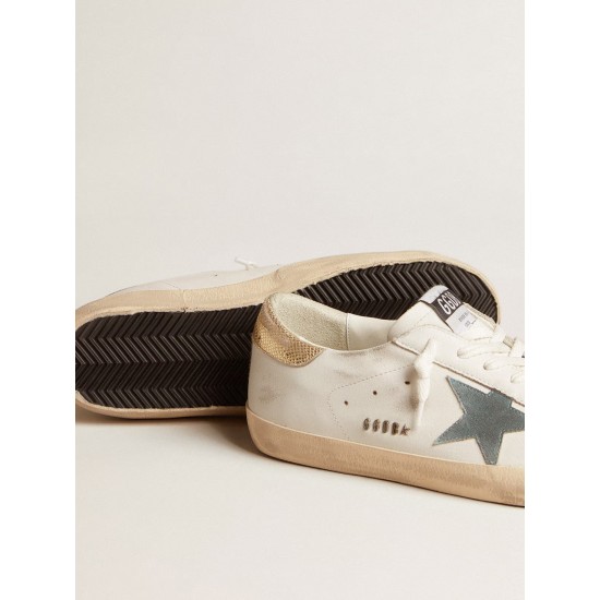 Super-Star with suede star and platinum snake-print leather heel tab