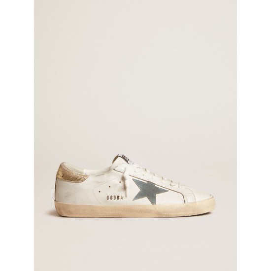 Super-Star with suede star and platinum snake-print leather heel tab