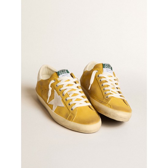Honey Super-Star with white suede star and white nappa leather heel tab