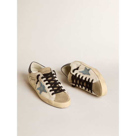 Men's Super-Star LTD in nappa with denim star and gray leather heel tab
