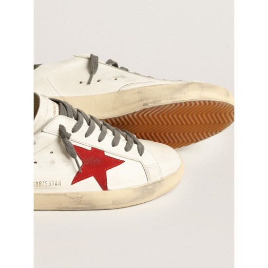 Men's Super-Star with red suede star and green leather heel tab