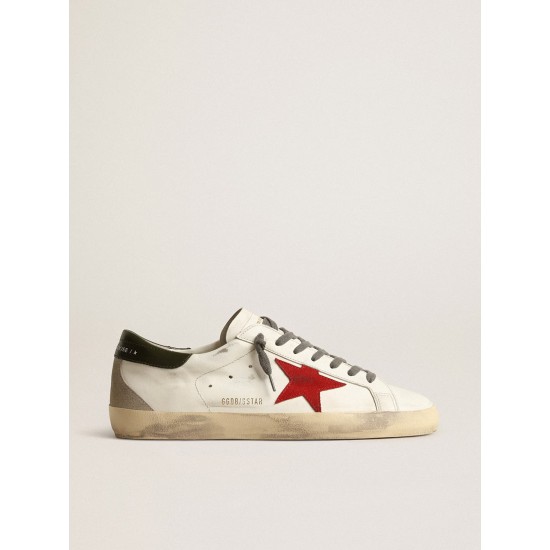 Men's Super-Star with red suede star and green leather heel tab